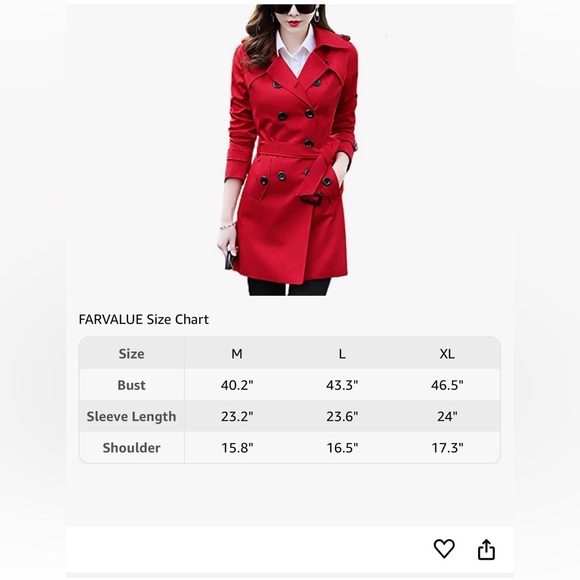 Red Double Breasted Trench coat - Picture 2 of 4